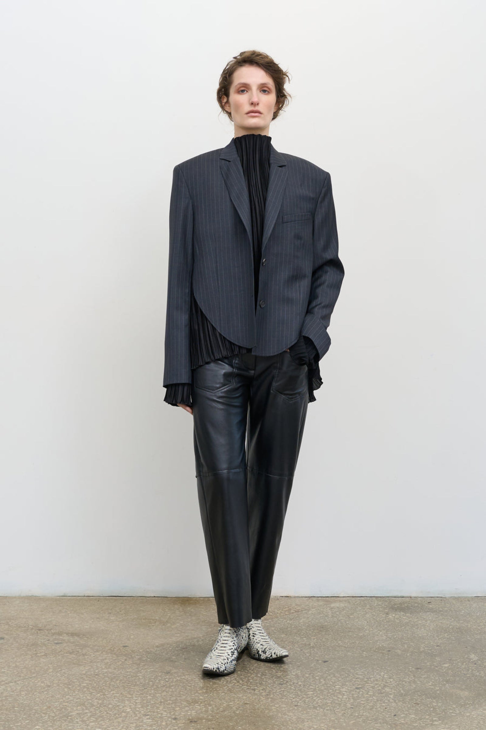CROPPED PINSTRIPED JACKET