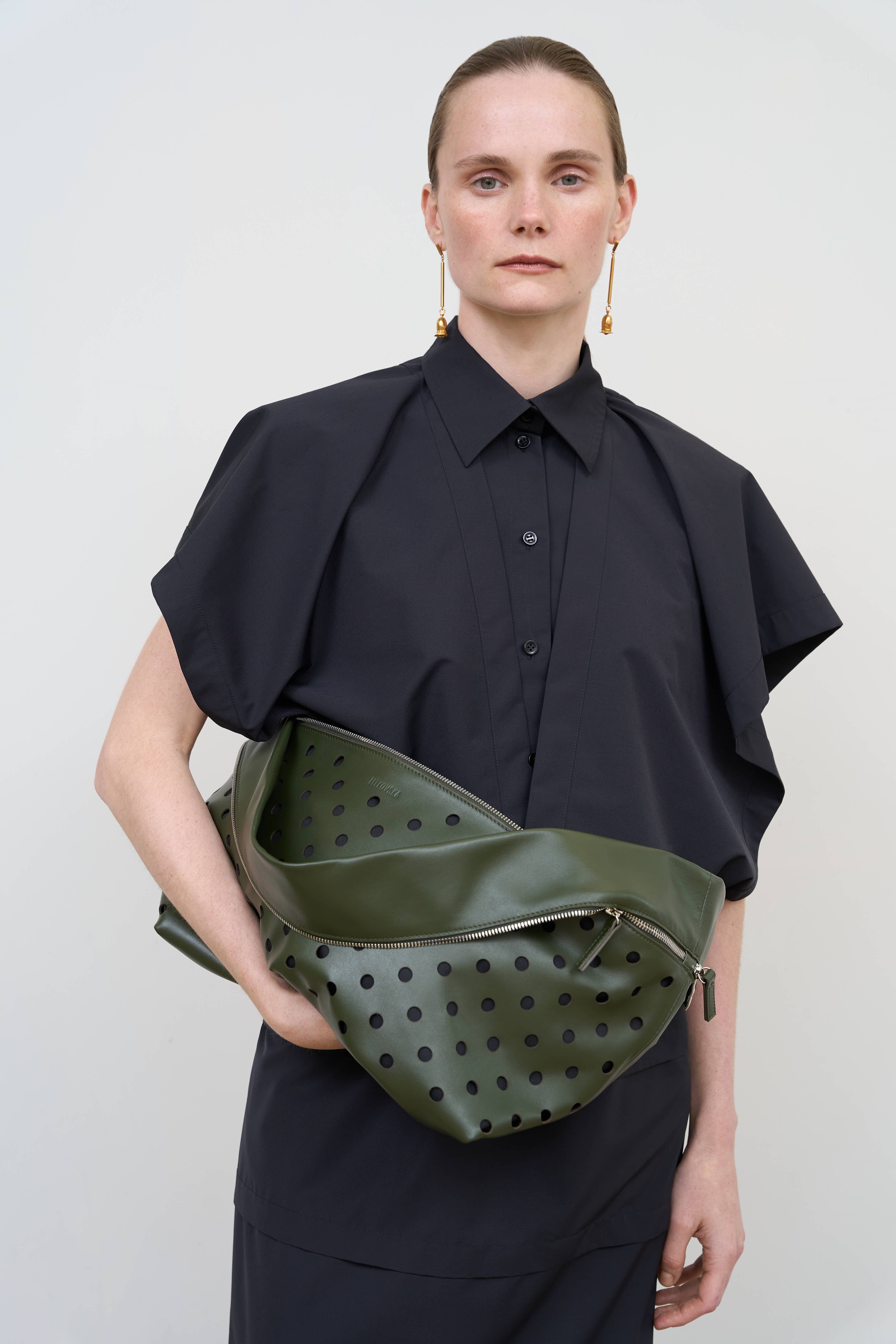 LITKOVSKA Cut-Out Zip Bag | Architectural Leather Handbag