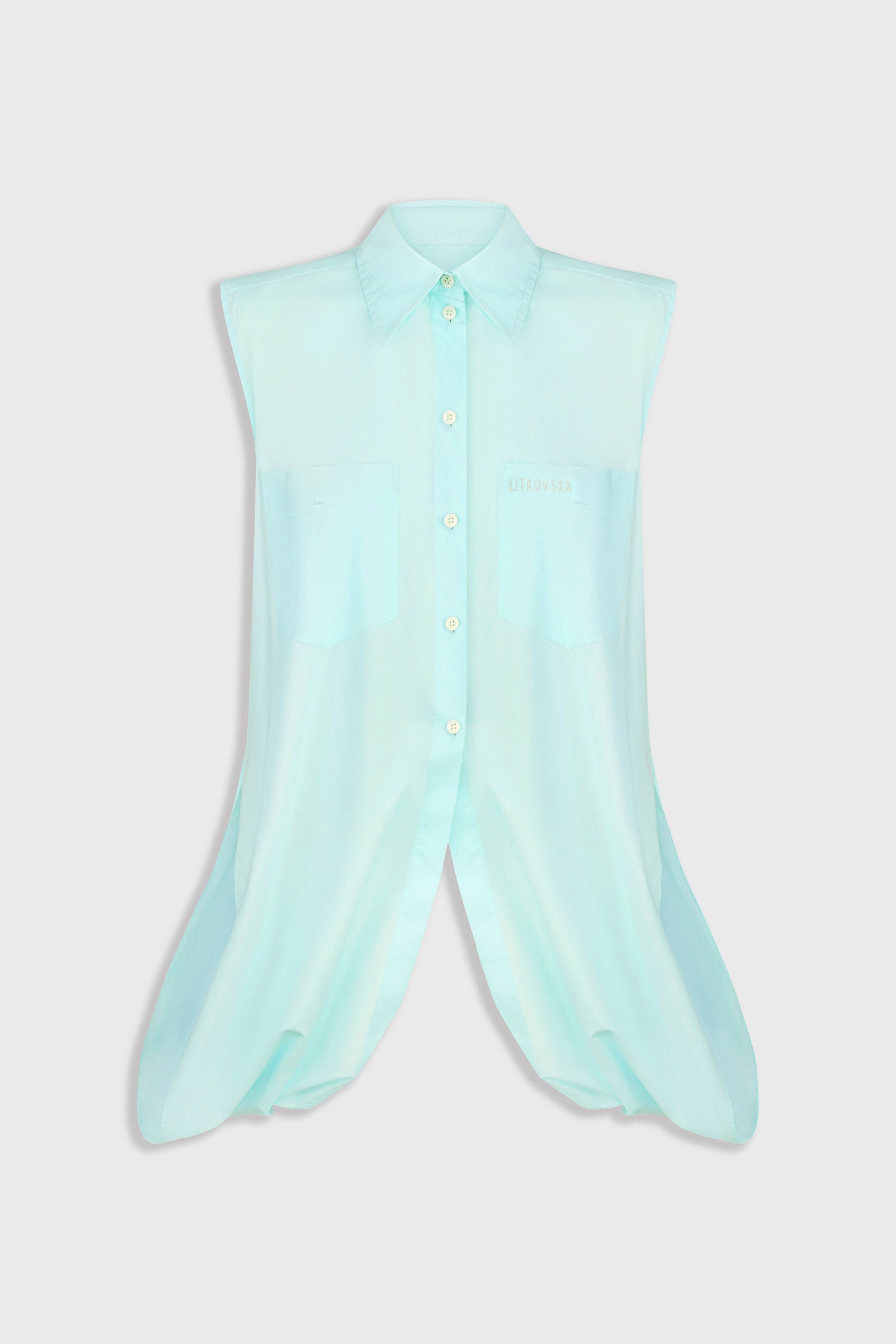 Deconstructed Cotton Poplin Shirt in Mint