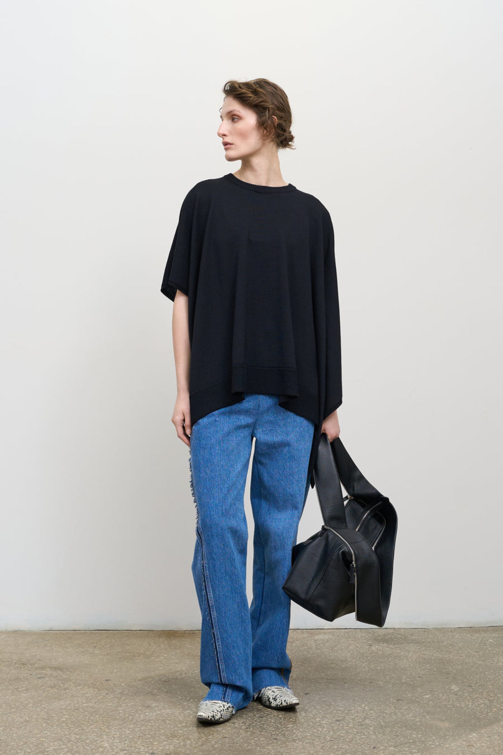 Deconstructed Offset-Zip Jeans 