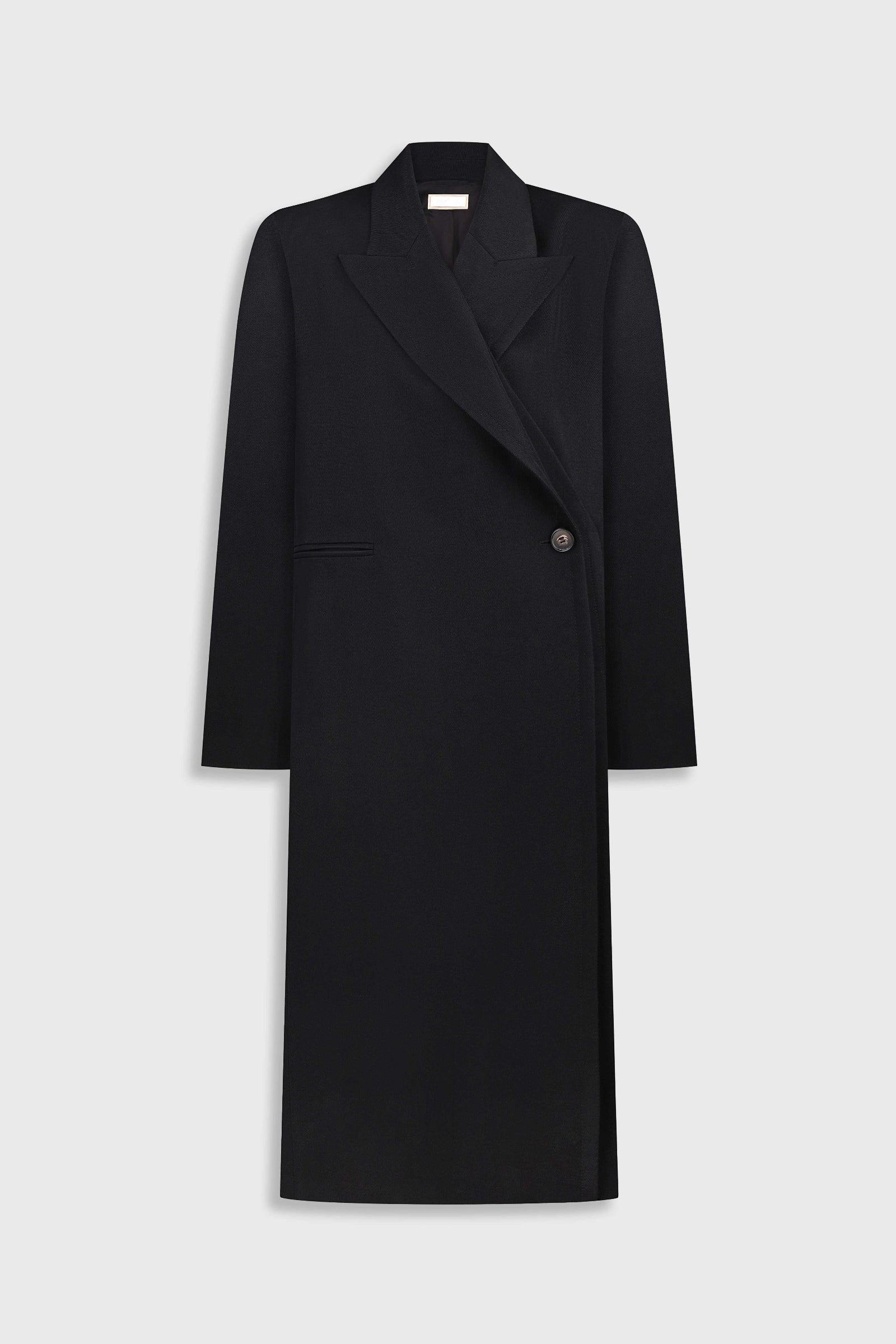 Deep Pleated Wool Coat With Twistable Sleeve Detail