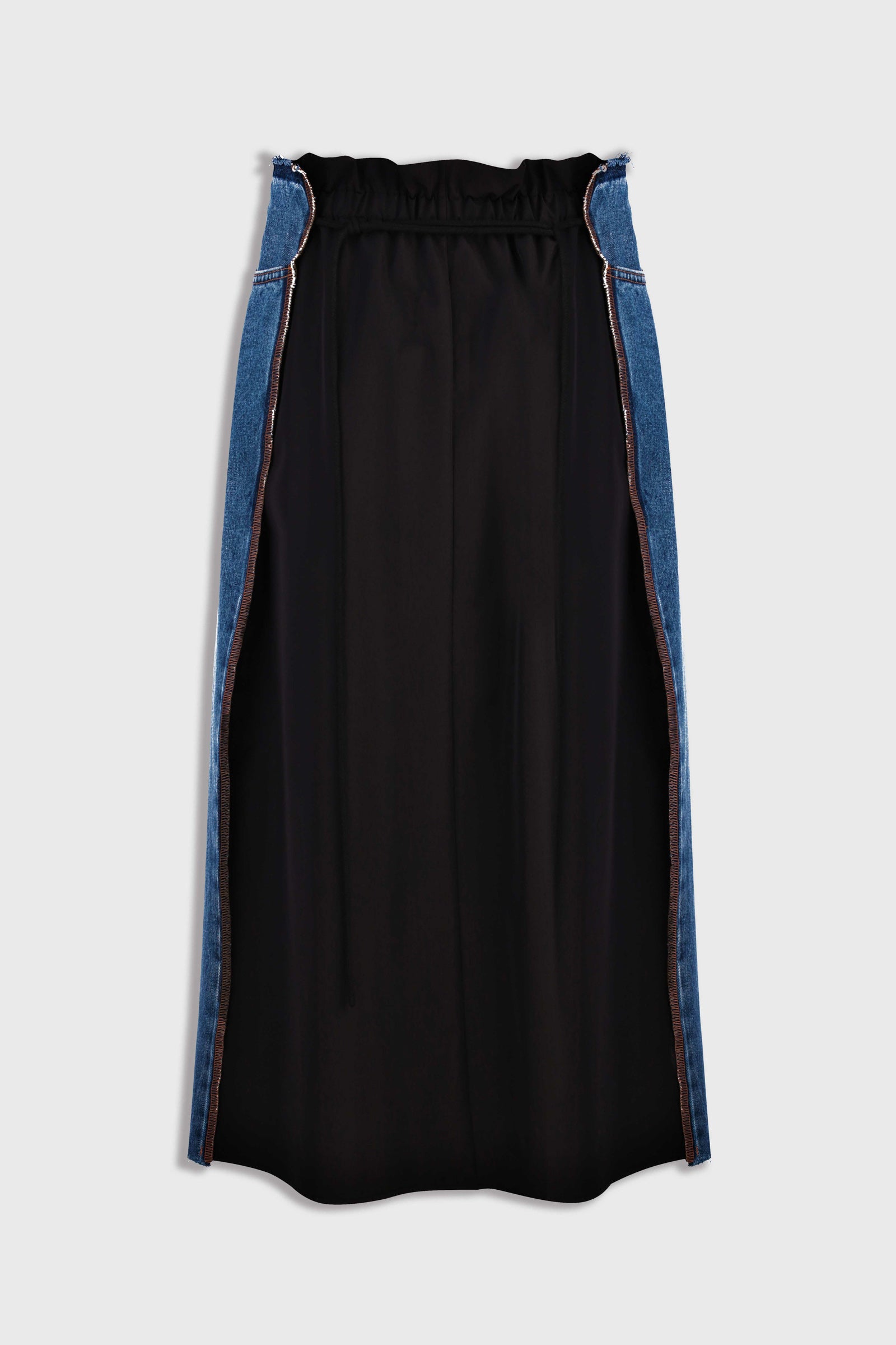 Denim-Wool Blend Midi Skirt back