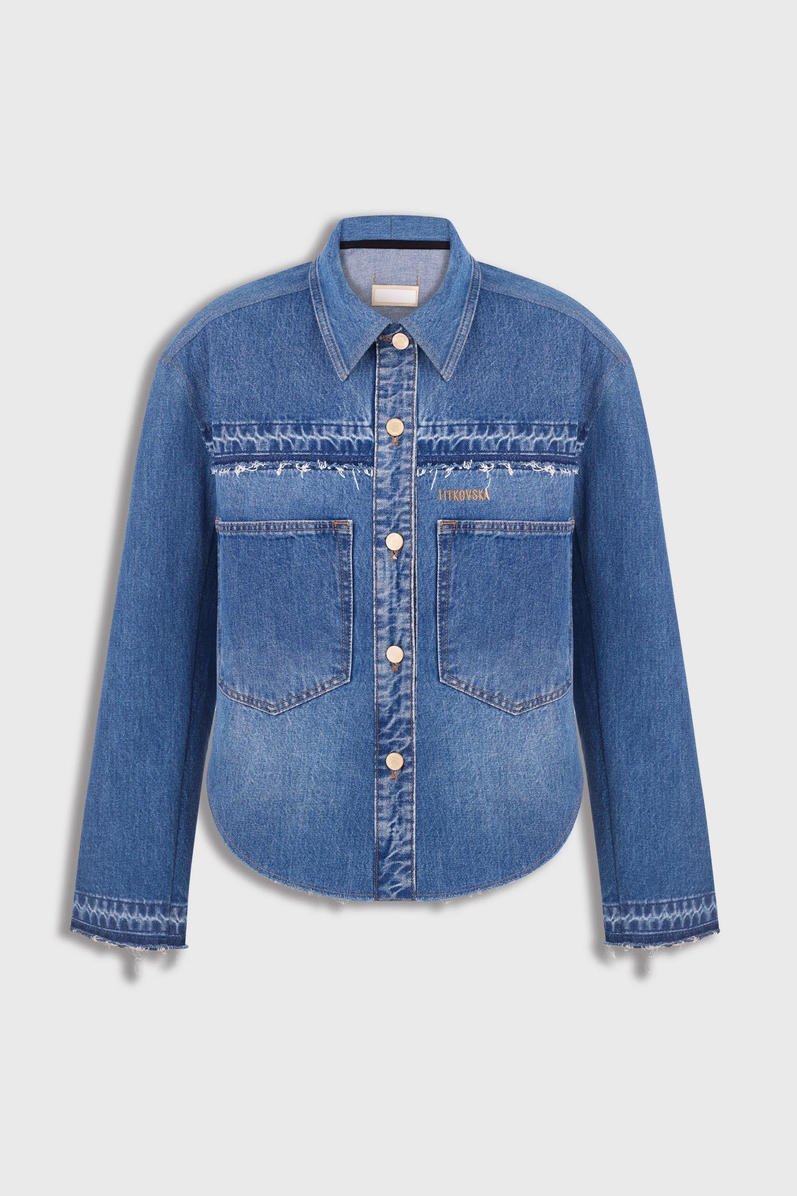 LITKOVSKA Frayed Denim Shirt | Sculptural Denim