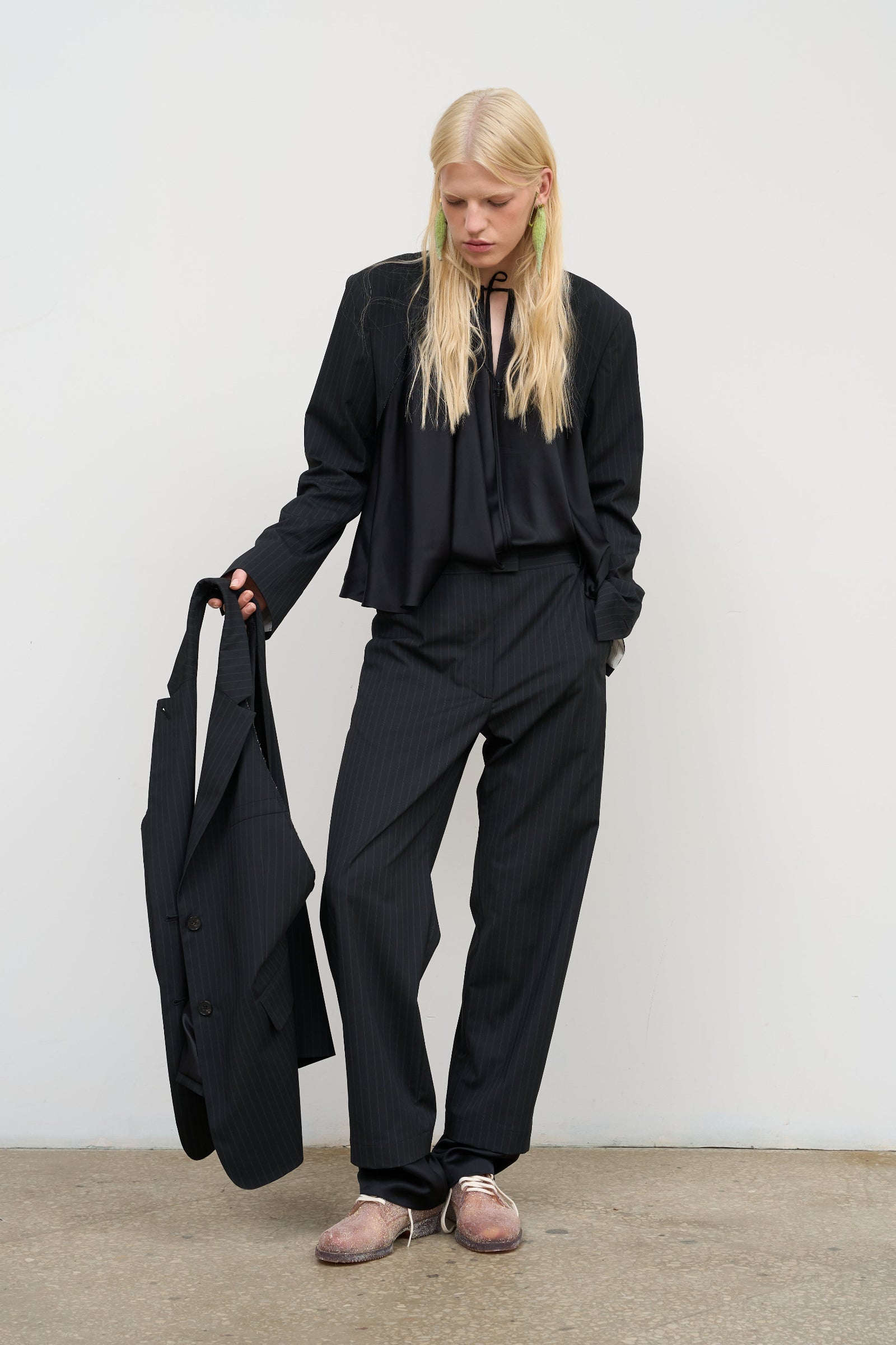 HIGH WAISTED TUXEDO PANTS WITH SATIN TRIM