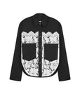 CROPPED WOOL BLEND JACKET WITH LACE PANELS