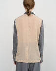 PINSTRIPED JACKET WITH CHIFFON PANELS