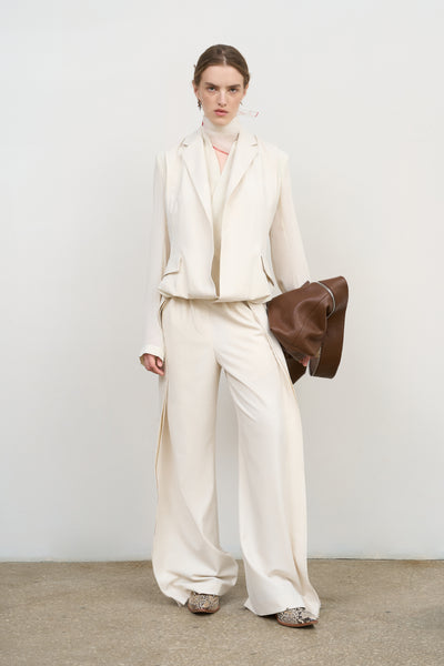 Llife】DOESKIN TAILORED JACKET / SLACKS LAYERED TUCKED-HEM JACKET 