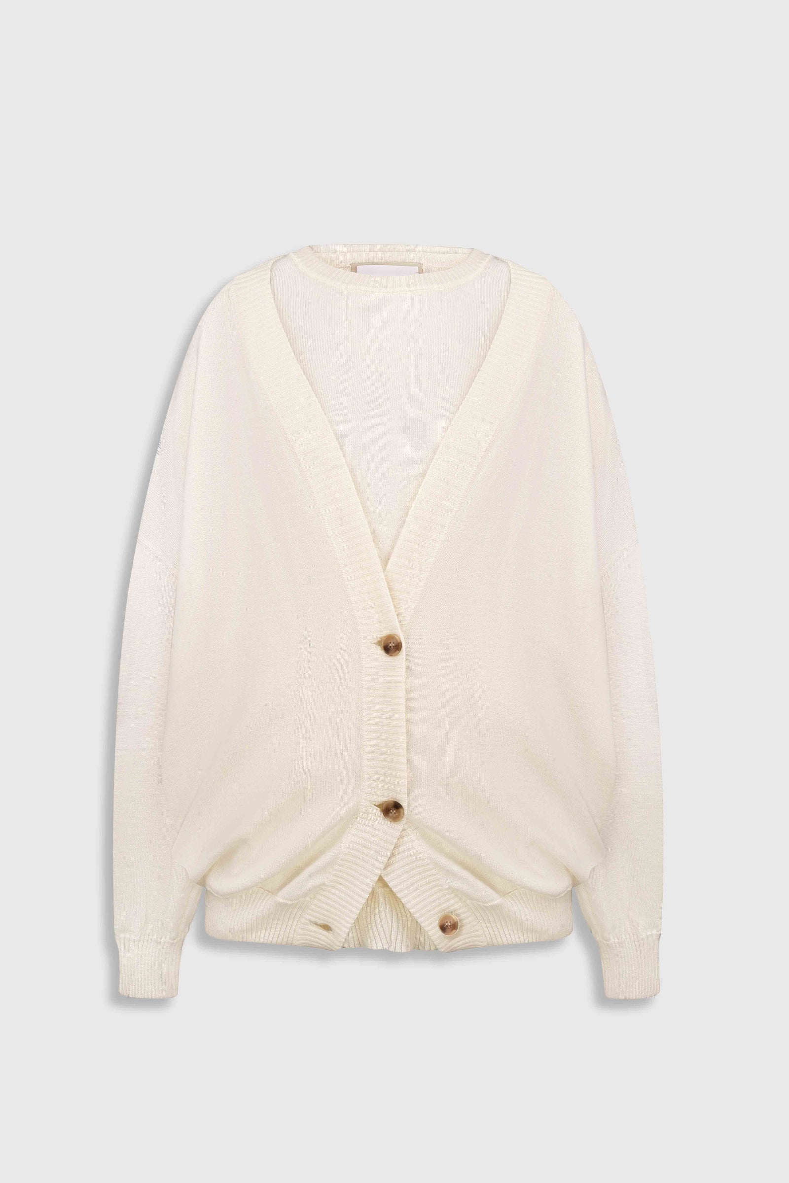 LAYERED KNIT CARDIGAN ivory