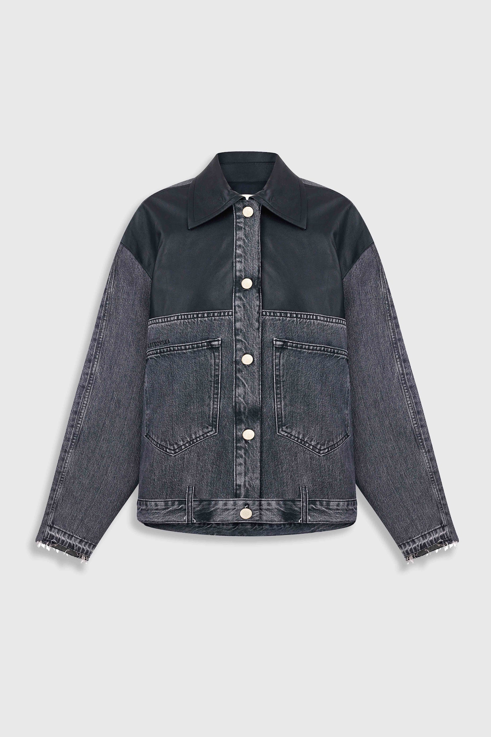 LEATHER PANELED DENIM JACKET 3