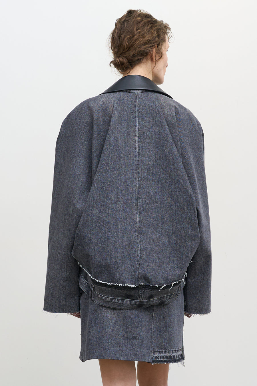 LEATHER PANELED DENIM JACKET 2