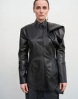 LEATHER SHIRT WITH FLORAL DETAIL