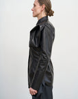 LEATHER SHIRT WITH FLORAL DETAIL