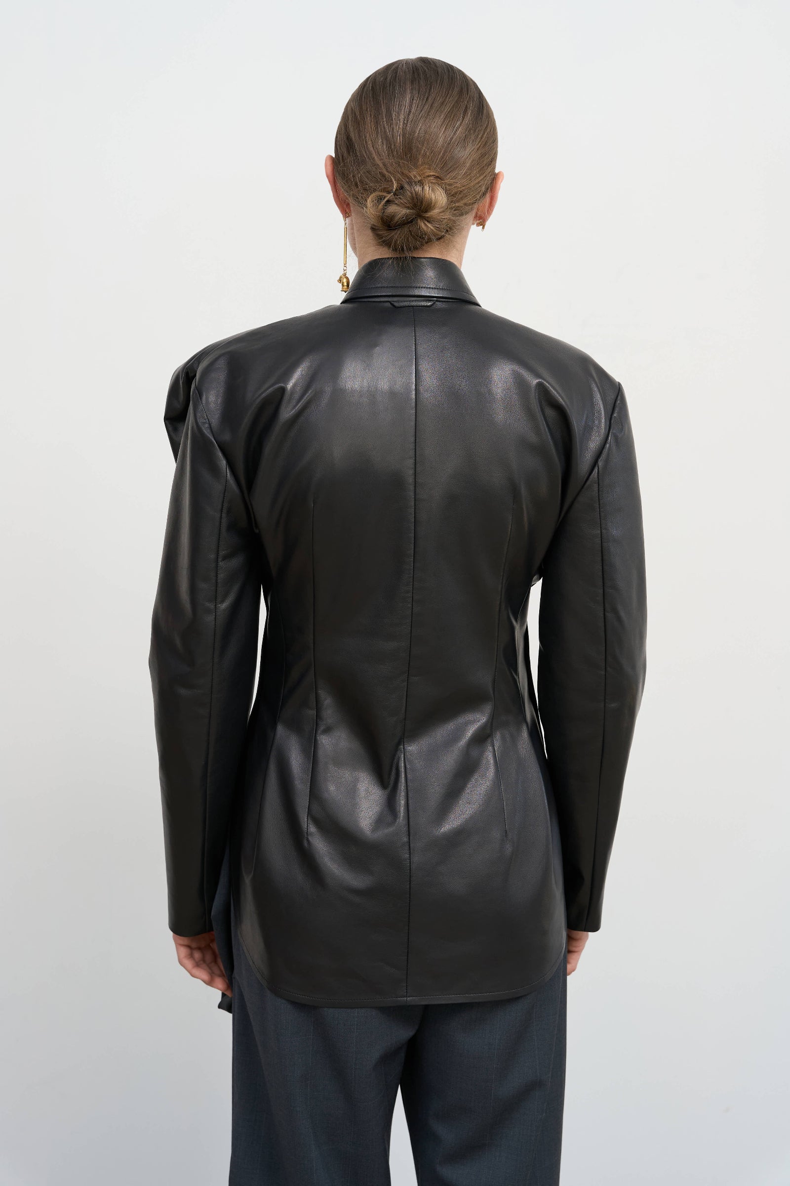 LEATHER SHIRT WITH FLORAL DETAIL
