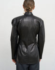 LEATHER SHIRT WITH FLORAL DETAIL