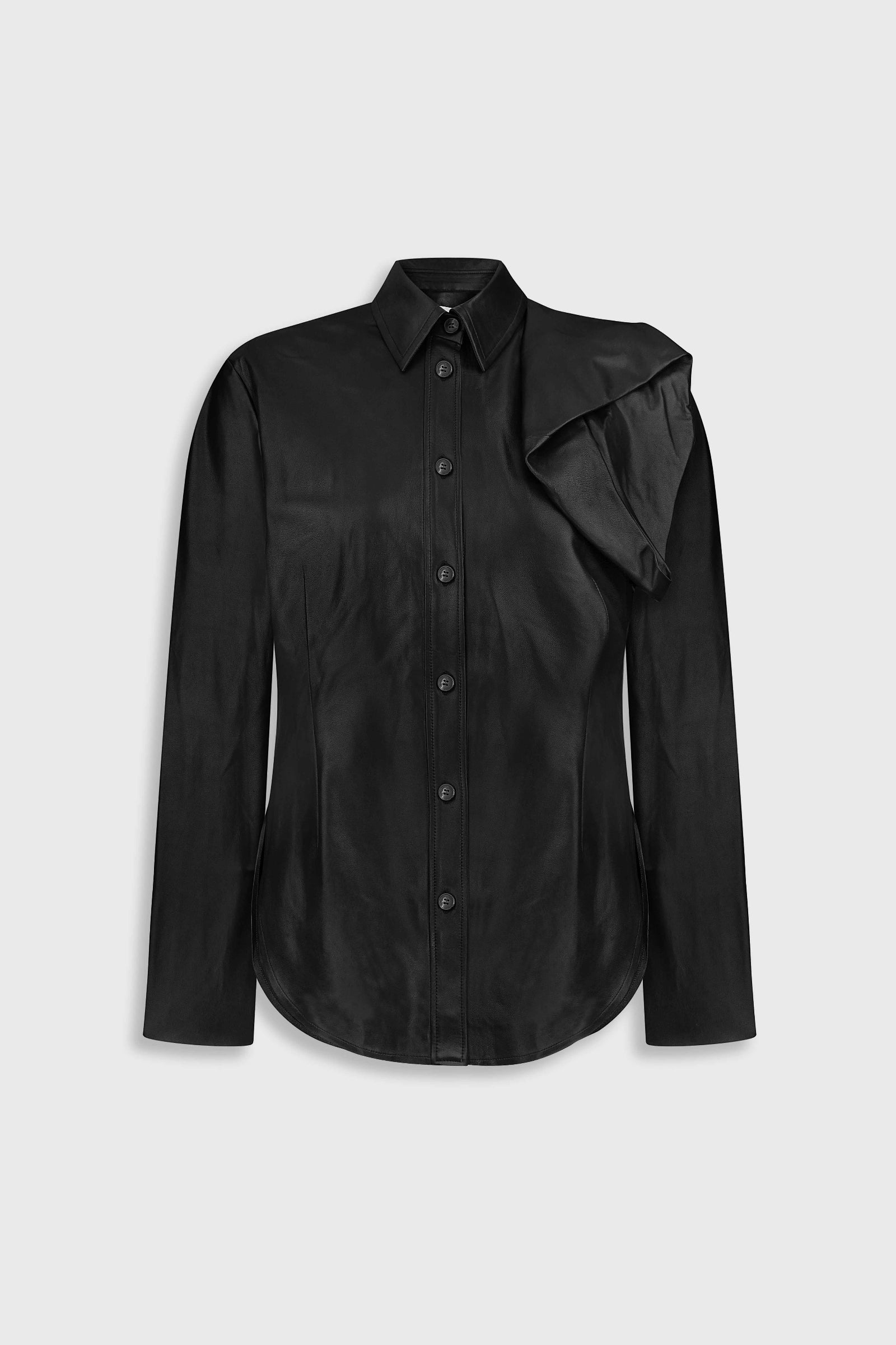 LEATHER SHIRT WITH FLORAL DETAIL