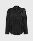 LEATHER SHIRT WITH FLORAL DETAIL