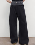 WIDE-LEG PANTS WITH DENIM PANEL