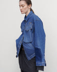 DENIM JACKET WITH DRAPED SIDES