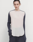 TEE WITH RIBBED-KNIT SLEEVES