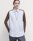 SHIRT WITH RIBBED-KNIT SLEEVES