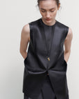 DECONSTRUCTED LEATHER TOP