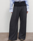 WIDE-LEG PANTS WITH DENIM PANEL