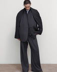 WOOL-BLEND PARKA WITH SUITING DETAIL