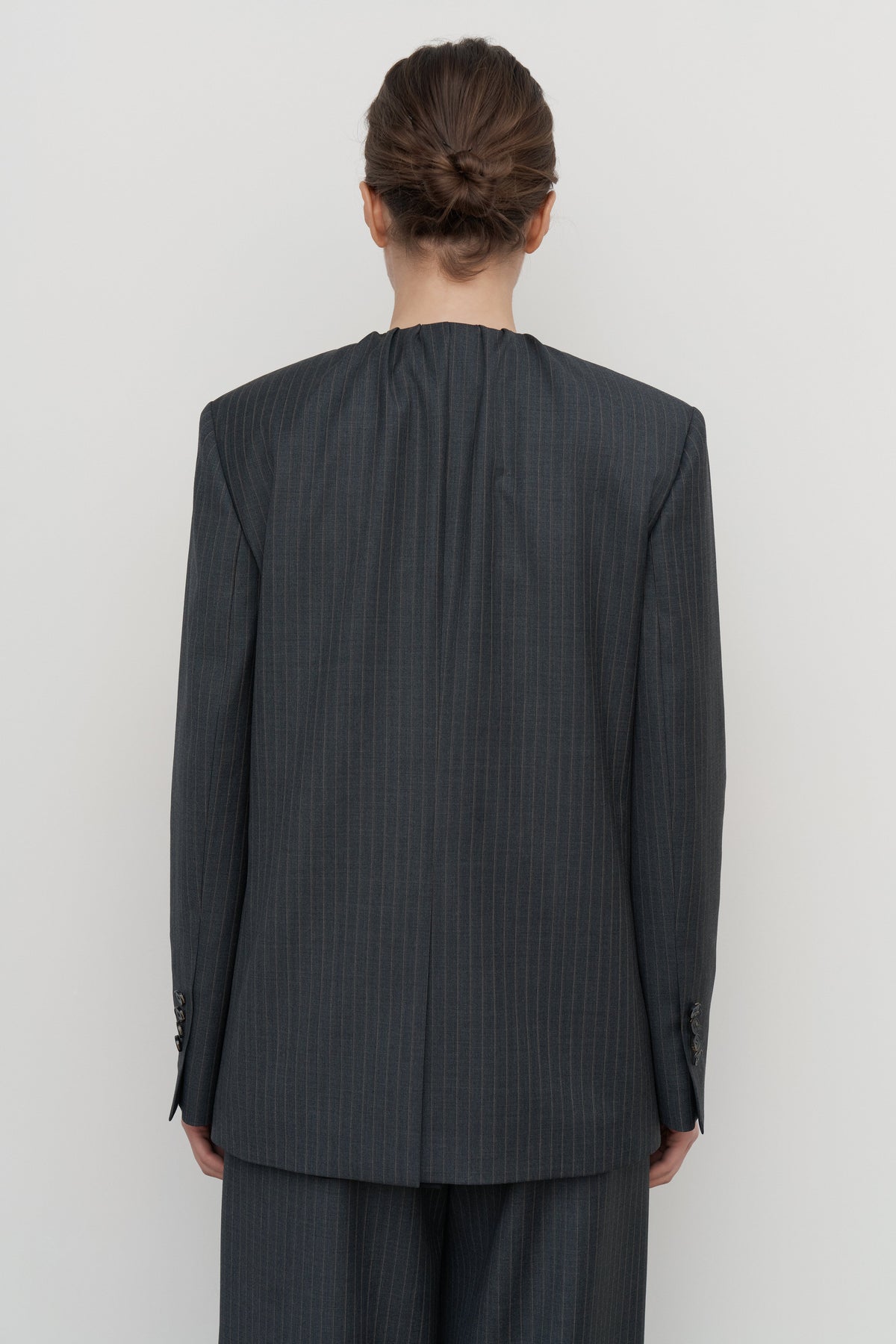 DRAPED-NECK TAILORED JACKET