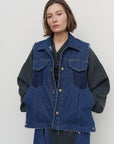 KNITTED-TRIMMED DENIM JACKET