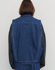 KNITTED-TRIMMED DENIM JACKET