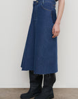 PLEAT-OVERLAY MIDI SKIRT