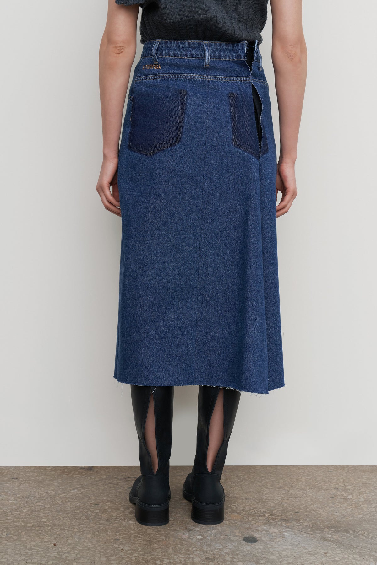 PLEAT-OVERLAY MIDI SKIRT