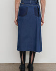 PLEAT-OVERLAY MIDI SKIRT