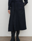PLEAT-OVERLAY MIDI SKIRT