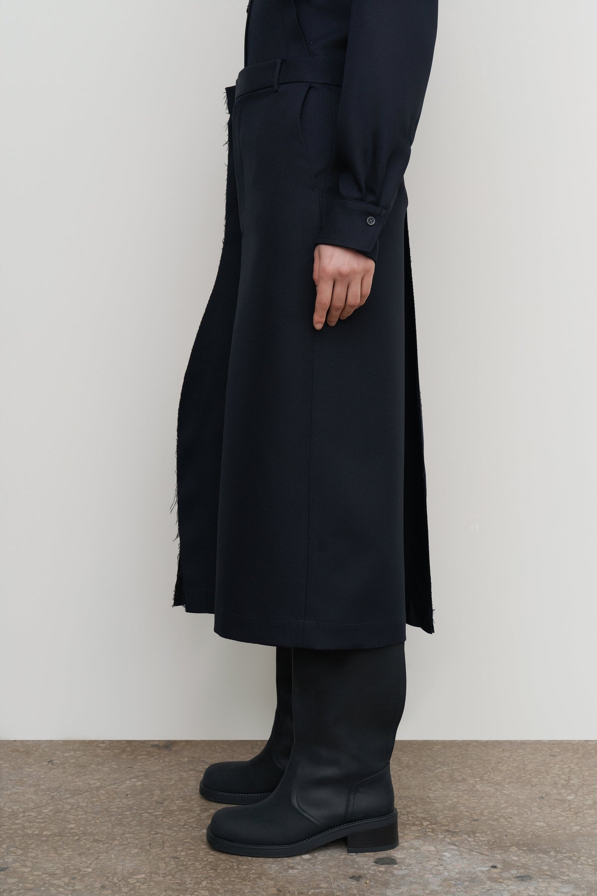 PLEAT-OVERLAY MIDI SKIRT