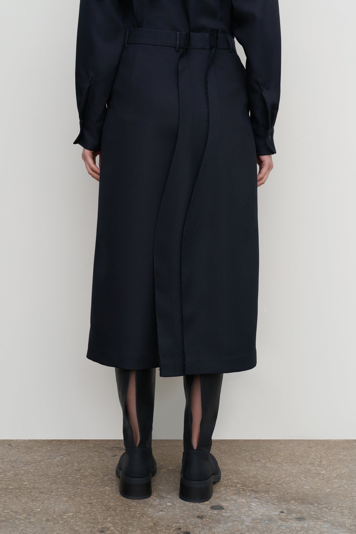 PLEAT-OVERLAY MIDI SKIRT
