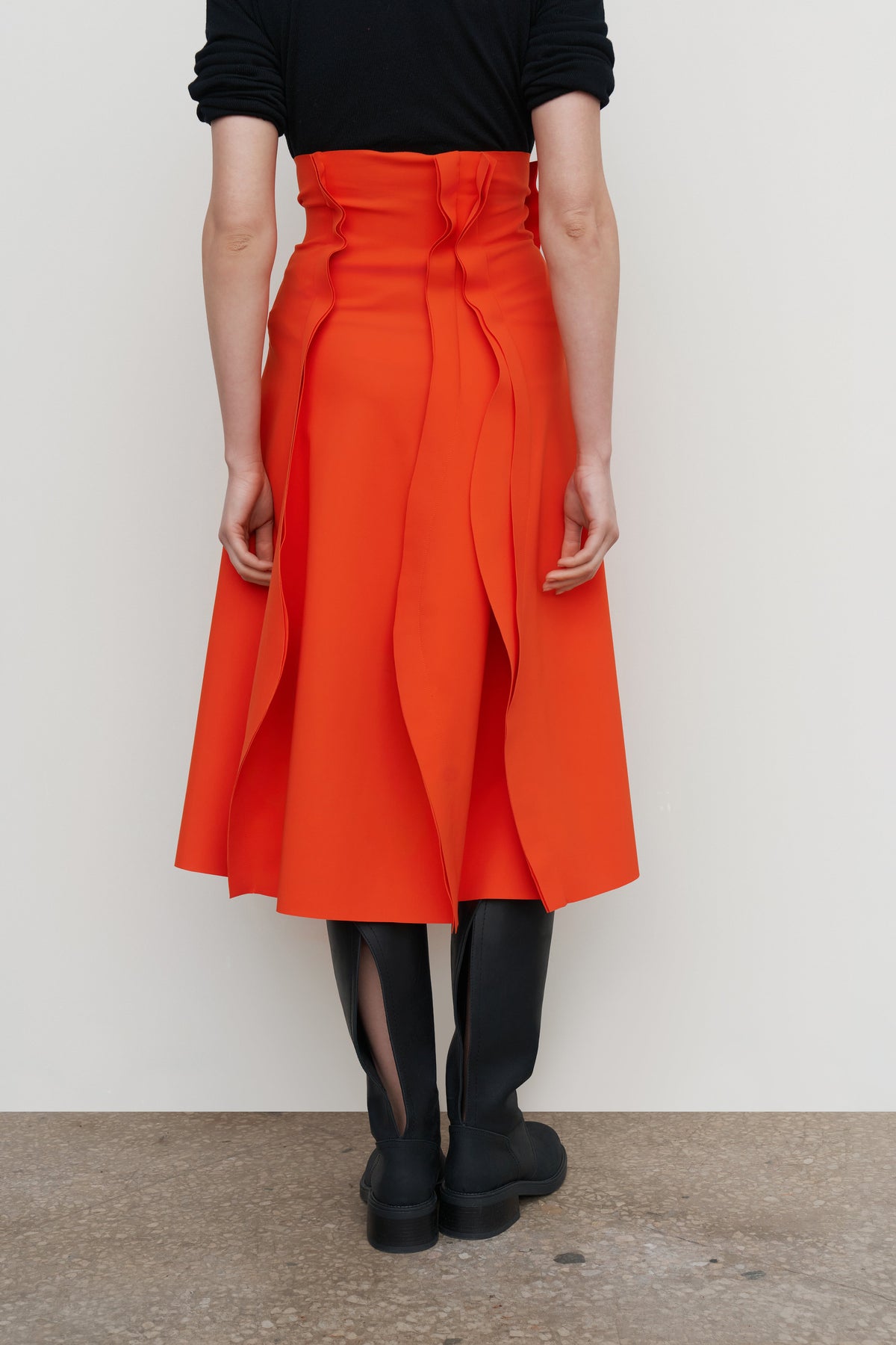 RUFFLED BIFLEX MIDI SKIRT