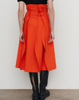 RUFFLED BIFLEX MIDI SKIRT