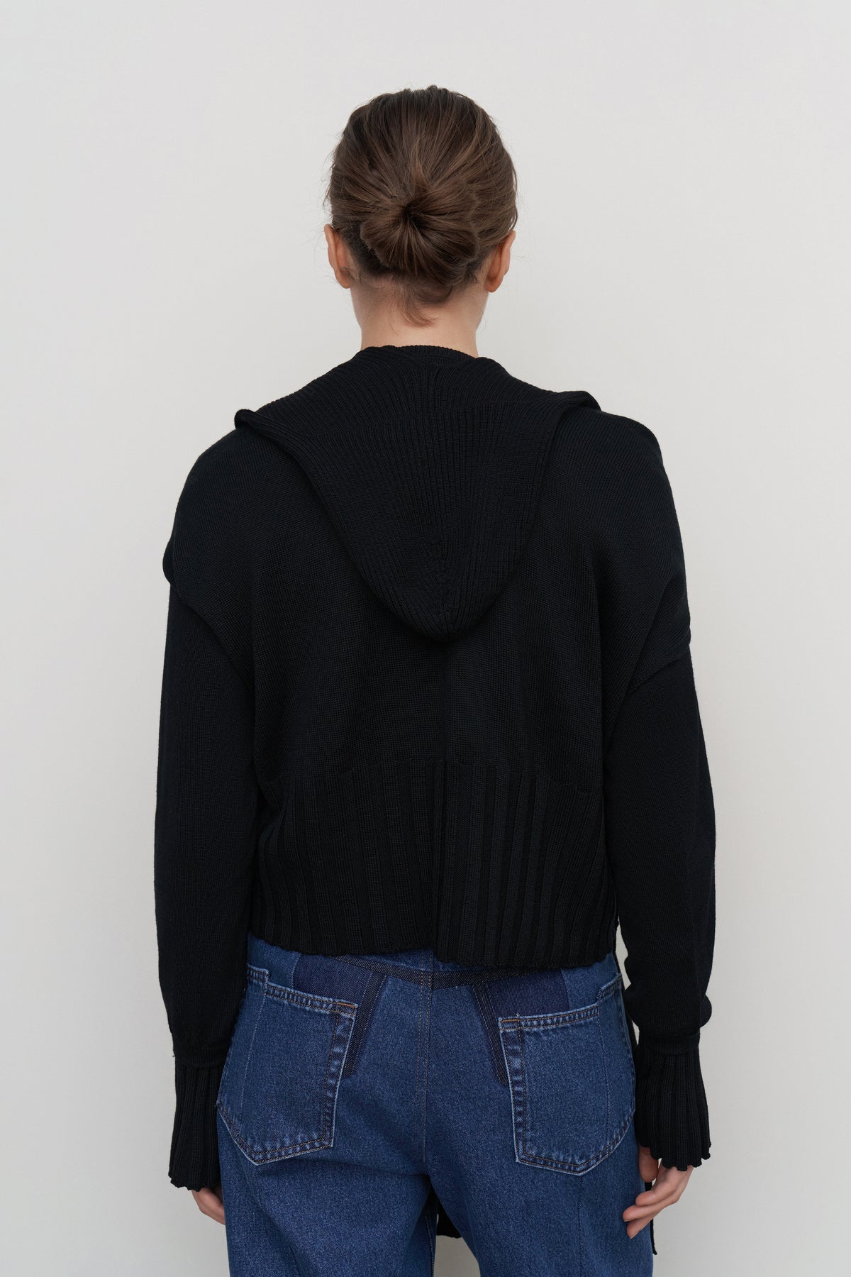 HOODED LAYERED WOOL SWEATER