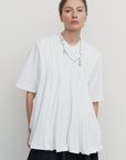PEPLUM-PLEAT COTTON TEE