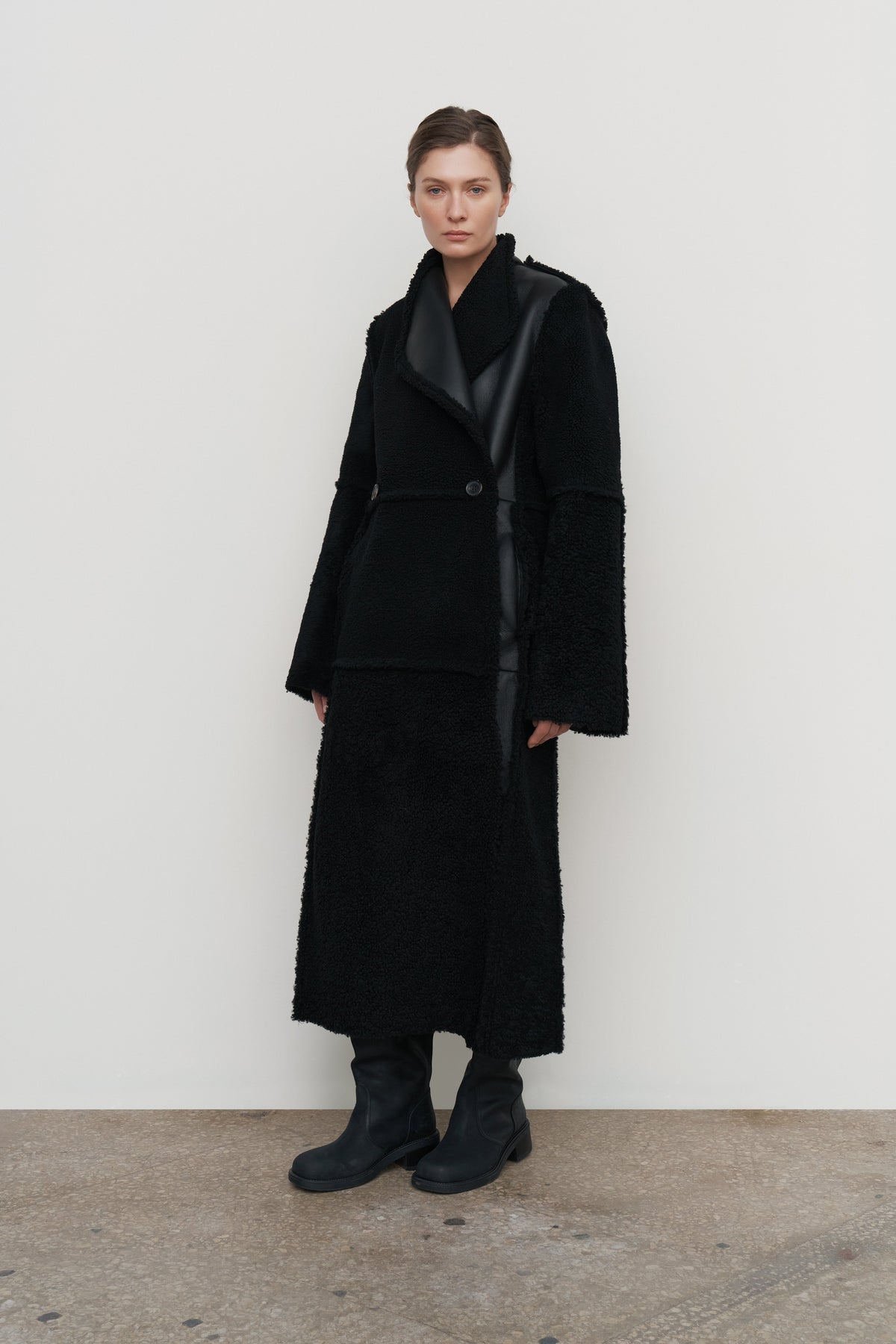 REVERSIBLE-SHEARLING HOURGLASS COAT