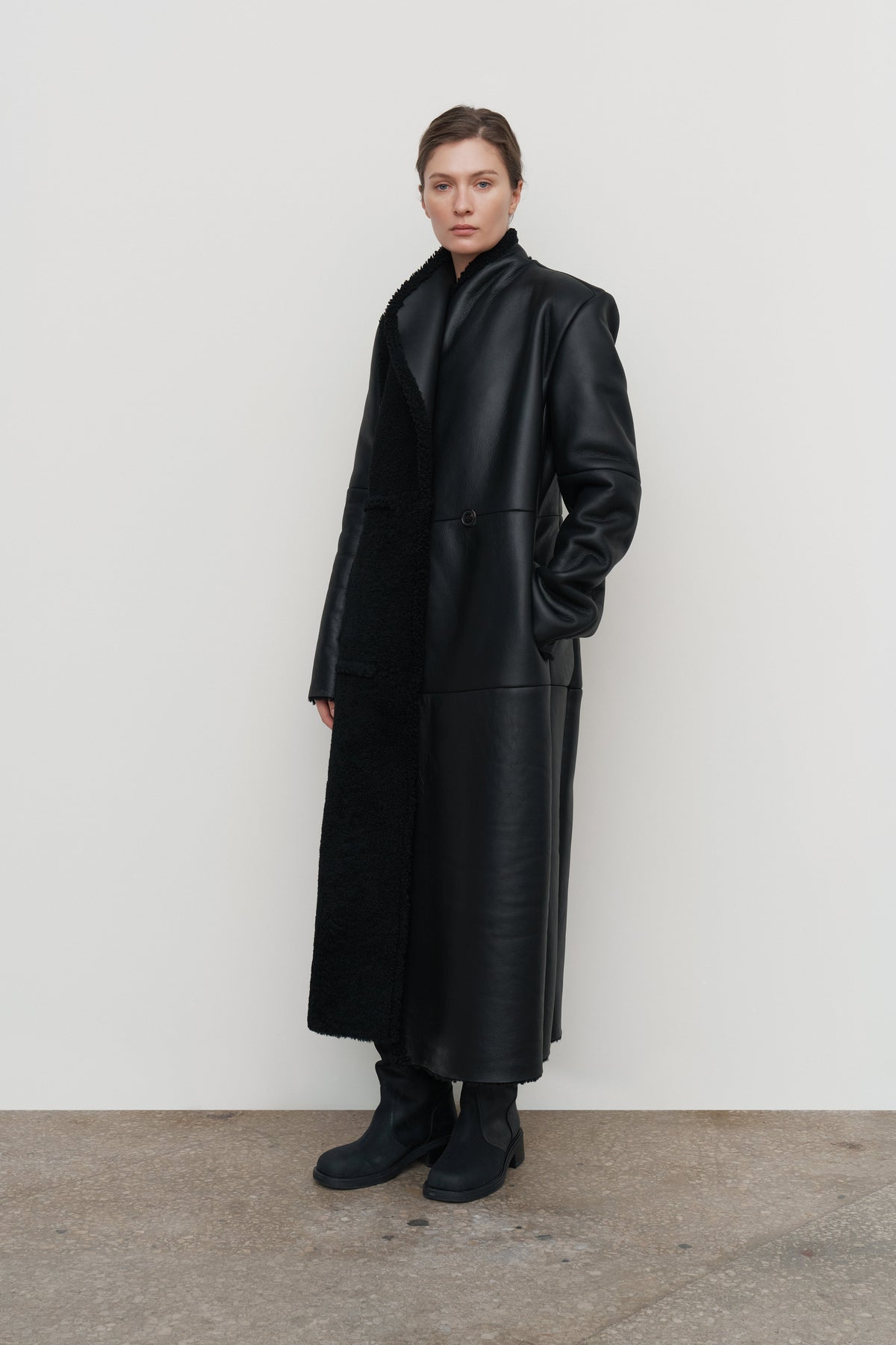 REVERSIBLE-SHEARLING HOURGLASS COAT