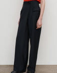 DEEP-PLEAT HIGH-RISE PANTS