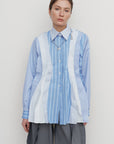 PEPLUM-PLEAT PATCHWORK SHIRT