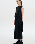 WAIST TWISTED SATIN DRESS BLACK