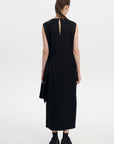 WAIST TWISTED SATIN DRESS BLACK