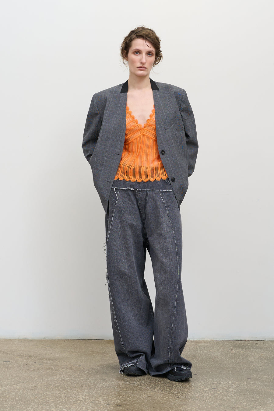 MID-RISE WIDE-LEG JEANS grey