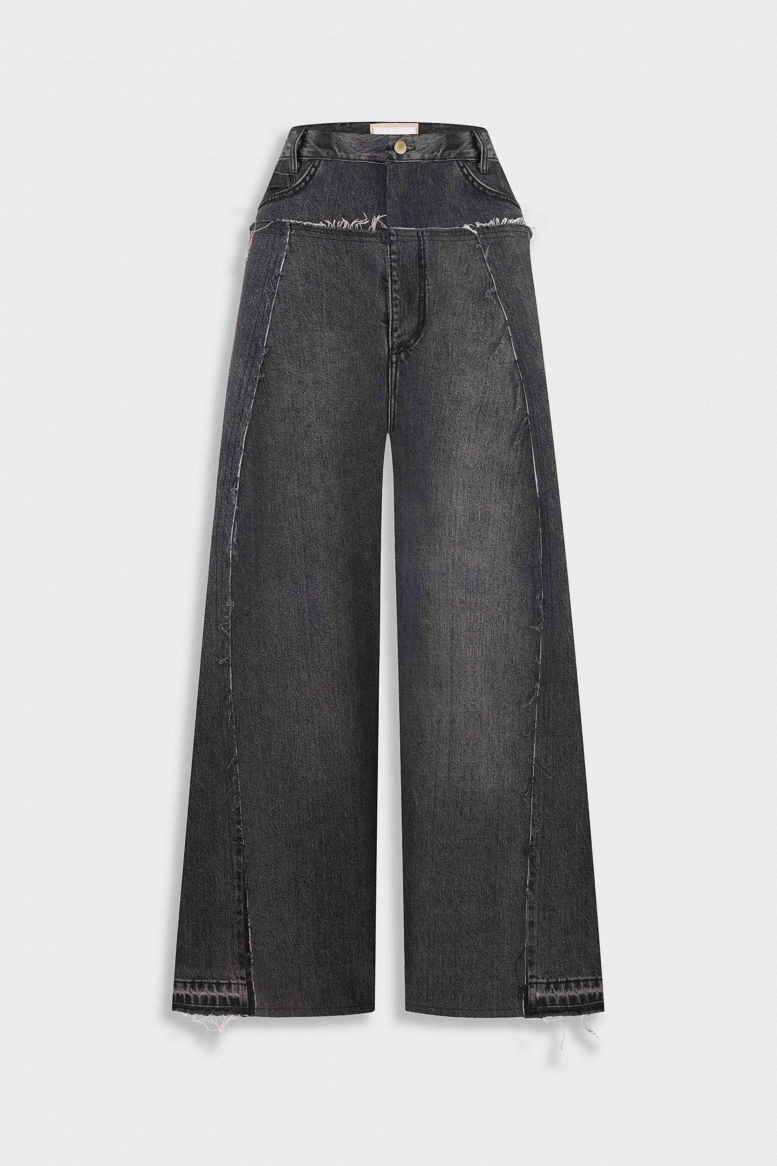 GREY MID-RISE WIDE-LEG JEANS 4