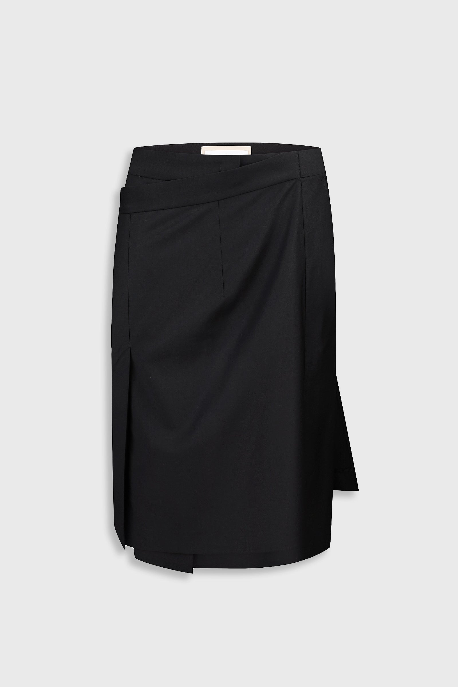 Midi Pencil Skirt With Skirt Overlay Black