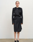 Midi Pencil Skirt With Skirt Overlay Black